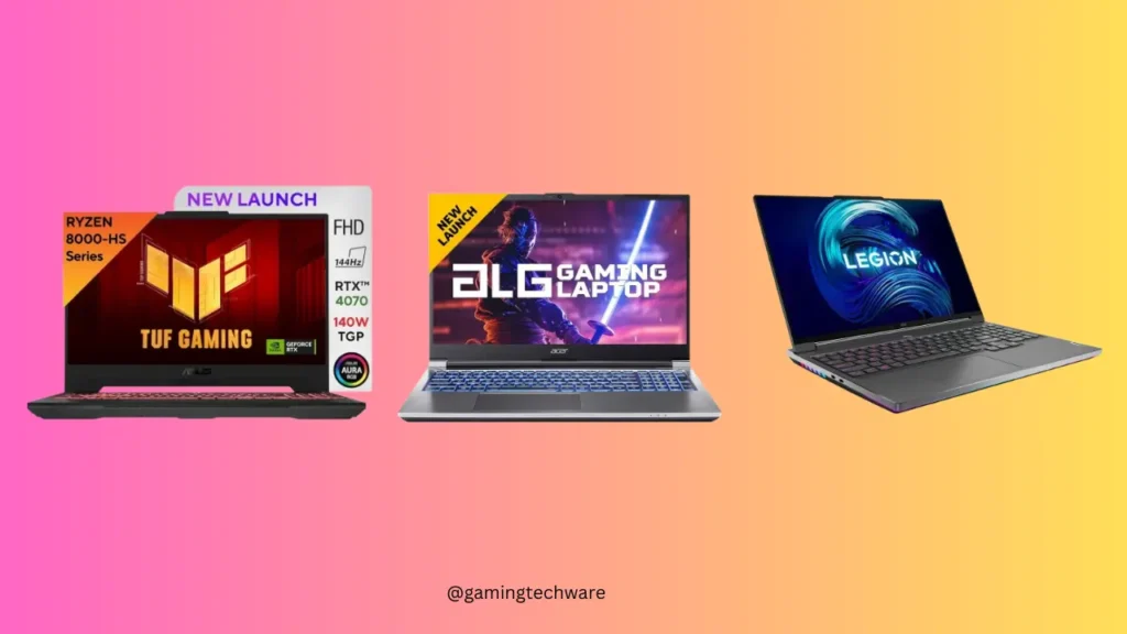 Gaming Laptops - Asus Tuf A15, Acer ALG Gaming, and Lenovo Legion 7